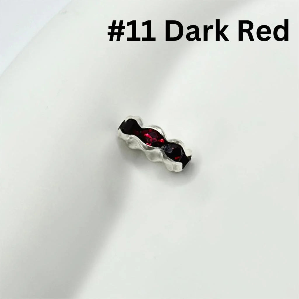 z-Crimp Beads, Metal Wavy Shape Spacers with Rhinestones in Solid Colors, 10mm