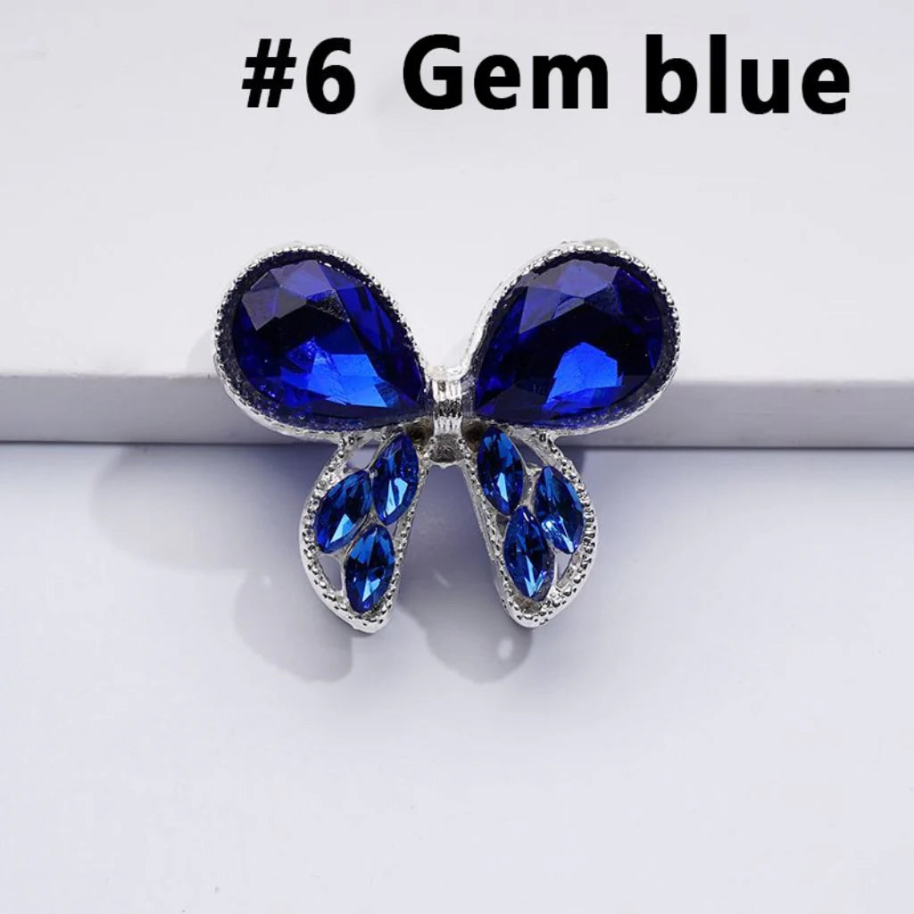 z-Silver Metal Beads with Delicate Fancy Bowtie and Colorful Shiny Rhinestones 31×26MM