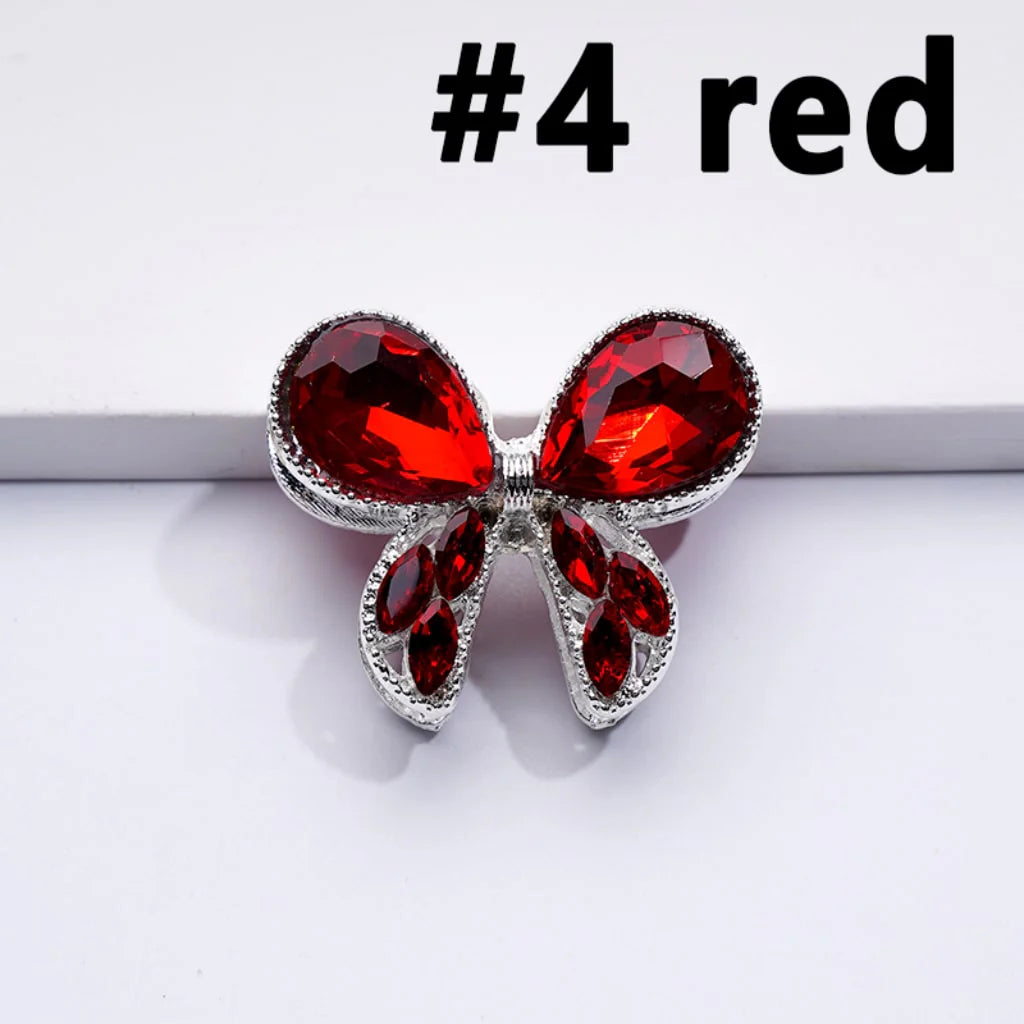 z-Silver Metal Beads with Delicate Fancy Bowtie and Colorful Shiny Rhinestones 31×26MM