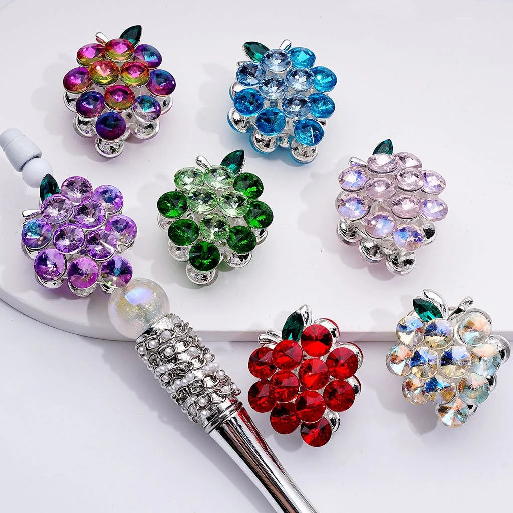 z-Silver Metal Beads with Bling Bling Shiny Grapes Rhinestones, Around 35*30MM