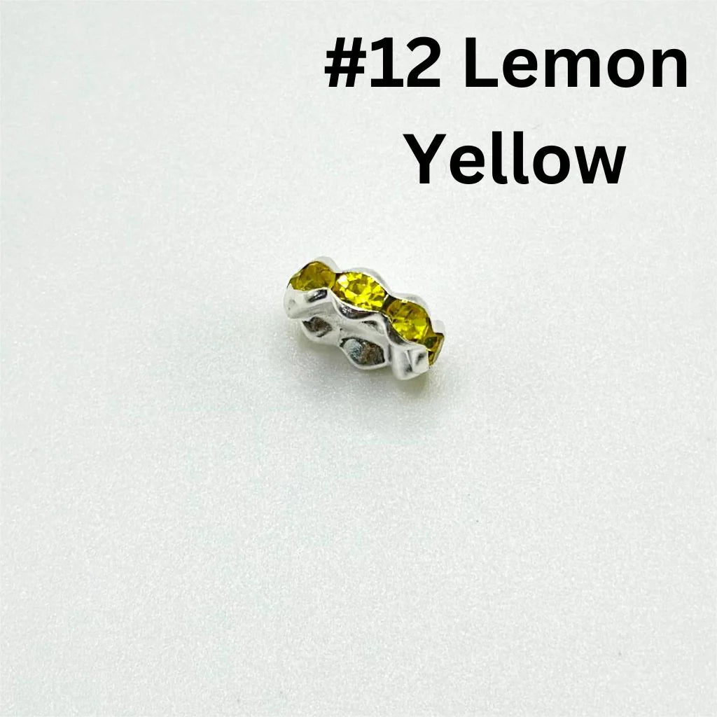 z-Crimp Beads, Metal Wavy Shape Spacers with Rhinestones in Solid Colors, 10mm