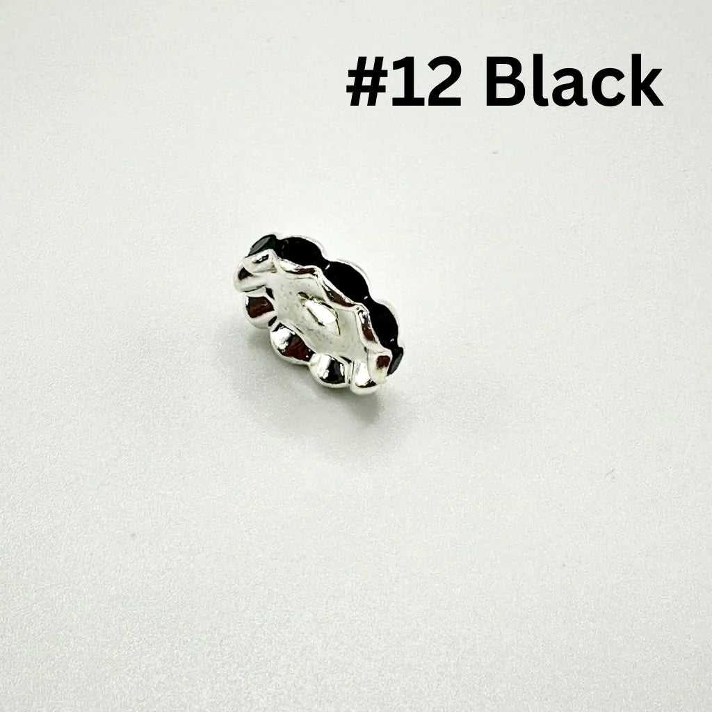 z-Crimp Beads, Metal Wave Shape Spacers with Rhinestones in Solid Colors, 15mm