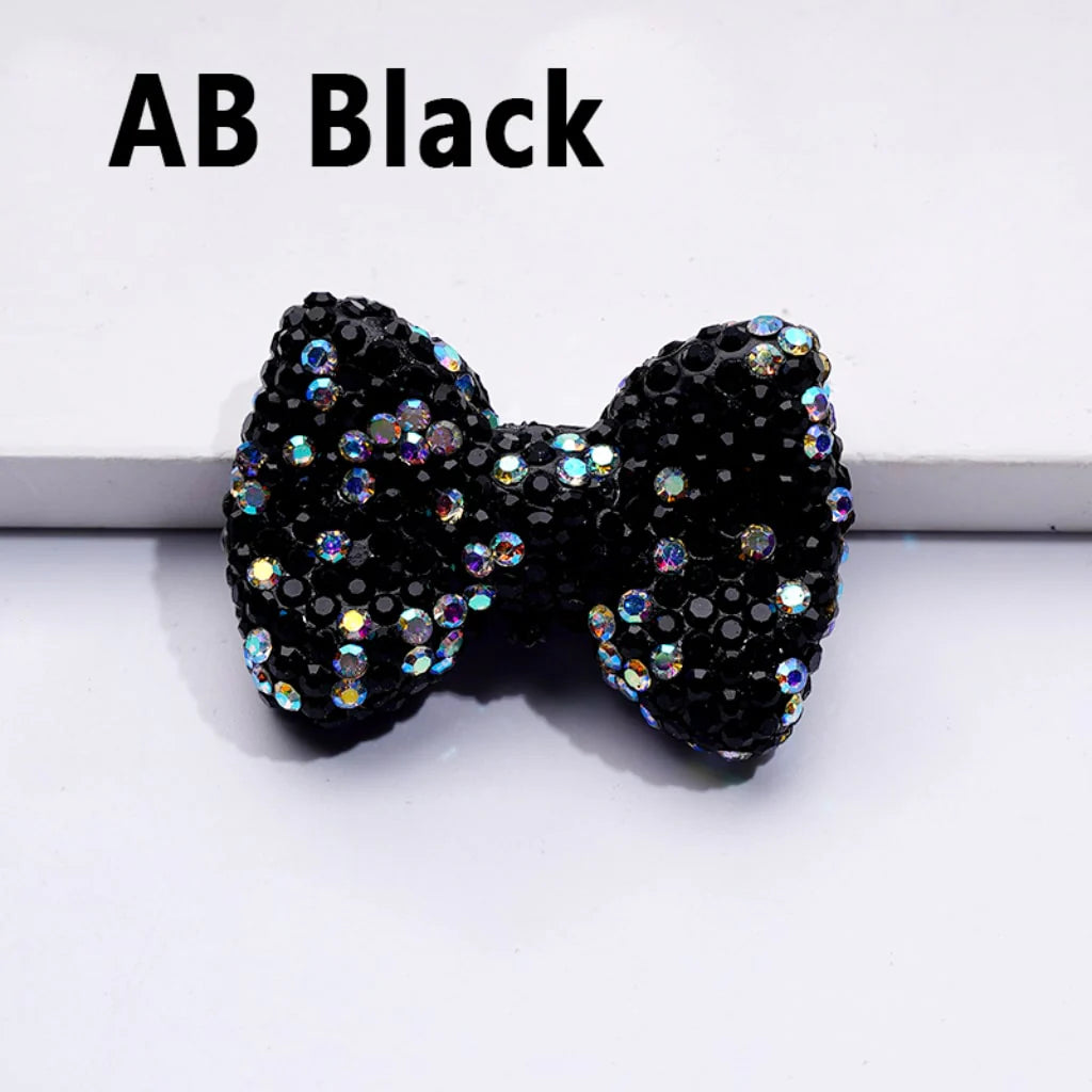 z-Bling Bling Multi-Color Bowtie Clay Beads with Shiny Rhinestones, 28*40MM