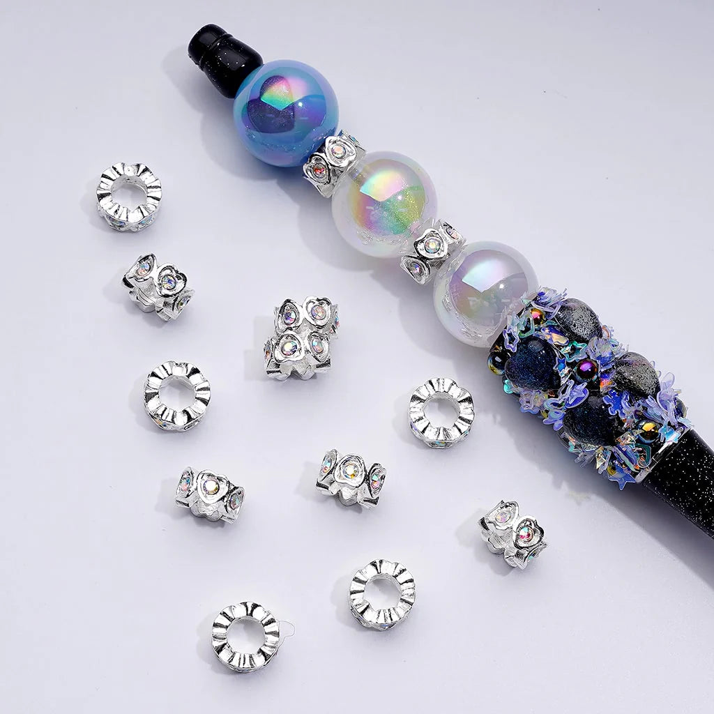 z-Exquisite Mini Cute Silver Gold Metal Heart Shape Spacer with AB Rhinestones, Around 10MM