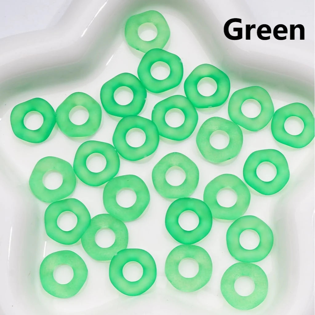 z-Multi-Color Translucent Frosted Large Hole Wavy Shape Acrylic Spacer Beads, 16MM (Single Color is only available for 500pcs(Whole bag))