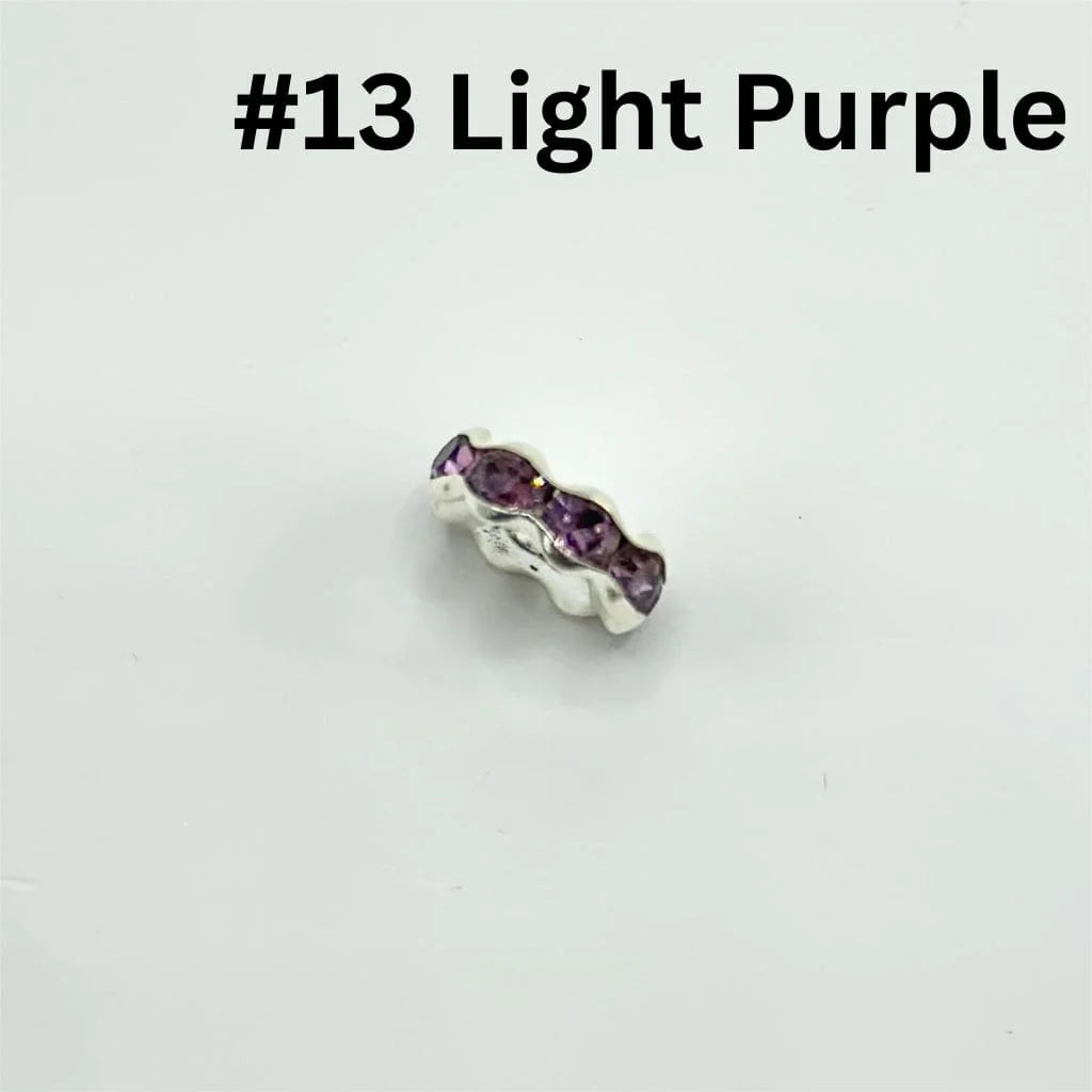 z-Crimp Beads, Metal Wavy Shape Spacers with Rhinestones in Solid Colors, 10mm