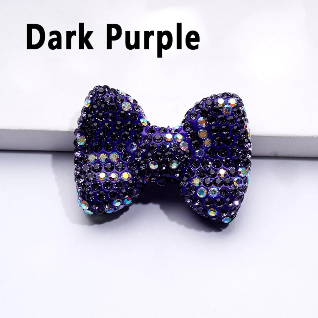 z-Bling Bling Multi-Color Bowtie Clay Beads with Shiny Rhinestones, 28*40MM