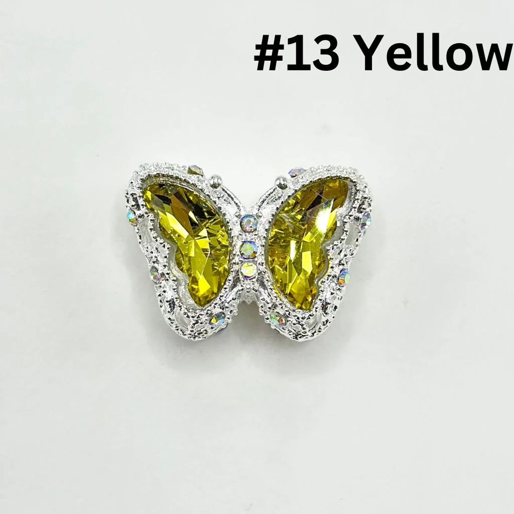 z-Multi Color Metal Beads with Fancy Alloy Hollow Sparkling Rhinestone Butterfly, 20MM by 28MM