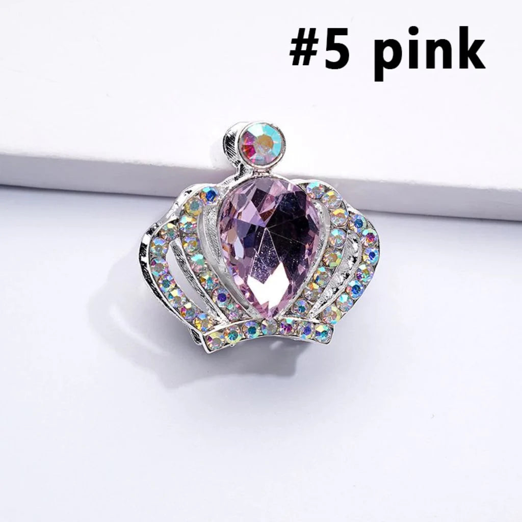 z-Silver Color Metal Beads with Bling Bling Crown with Mini Colorful Water Drops AB Rhinestones 24*23MM