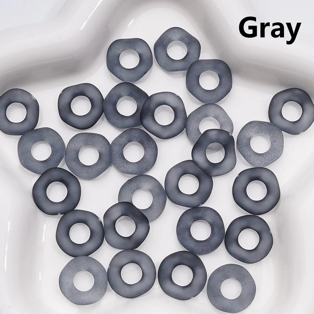 z-Multi-Color Translucent Frosted Large Hole Wavy Shape Acrylic Spacer Beads, 16MM (Single Color is only available for 500pcs(Whole bag))