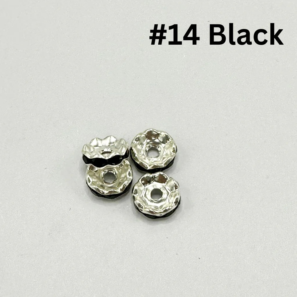 z-Metal Wavy Spacers with Rhinestones in Solid Colors, 12MM