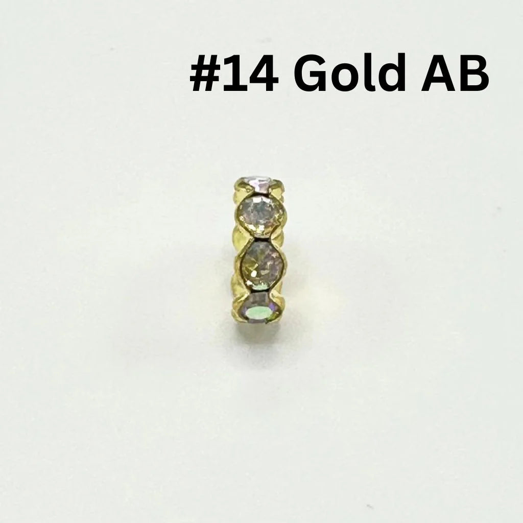 z-Crimp Beads, Metal Wave Shape Spacers with Rhinestones in Solid Colors, 15mm