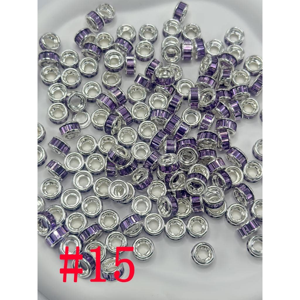 z-Round Spacers with Crystal Rhinestones, 10mm by 5mm