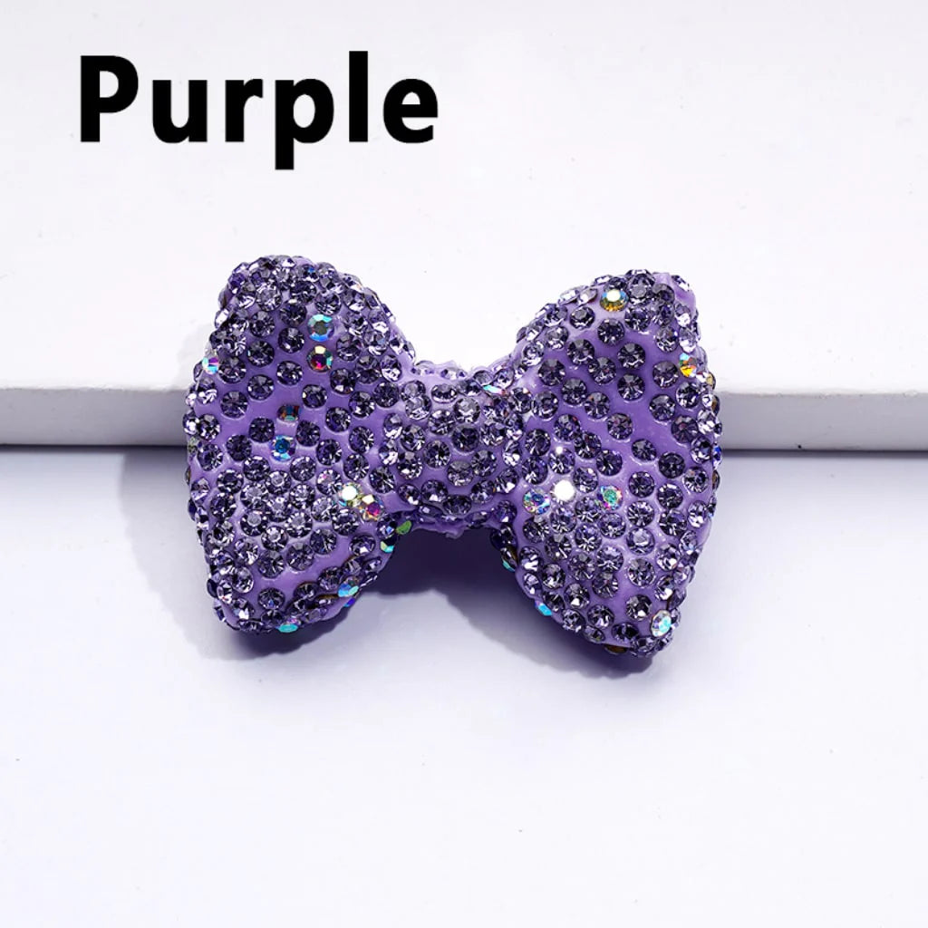 z-Bling Bling Multi-Color Bowtie Clay Beads with Shiny Rhinestones, 28*40MM