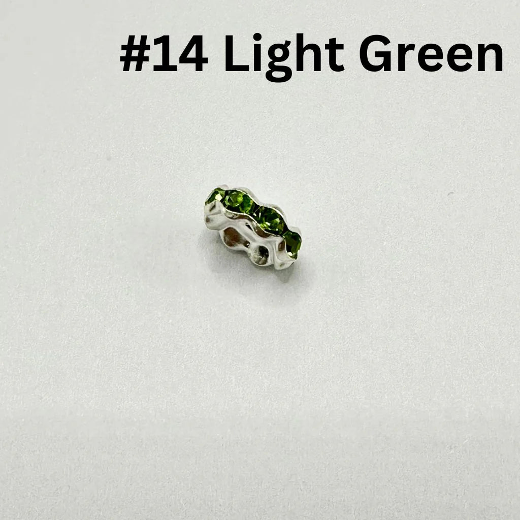 z-Crimp Beads, Metal Wavy Shape Spacers with Rhinestones in Solid Colors, 10mm