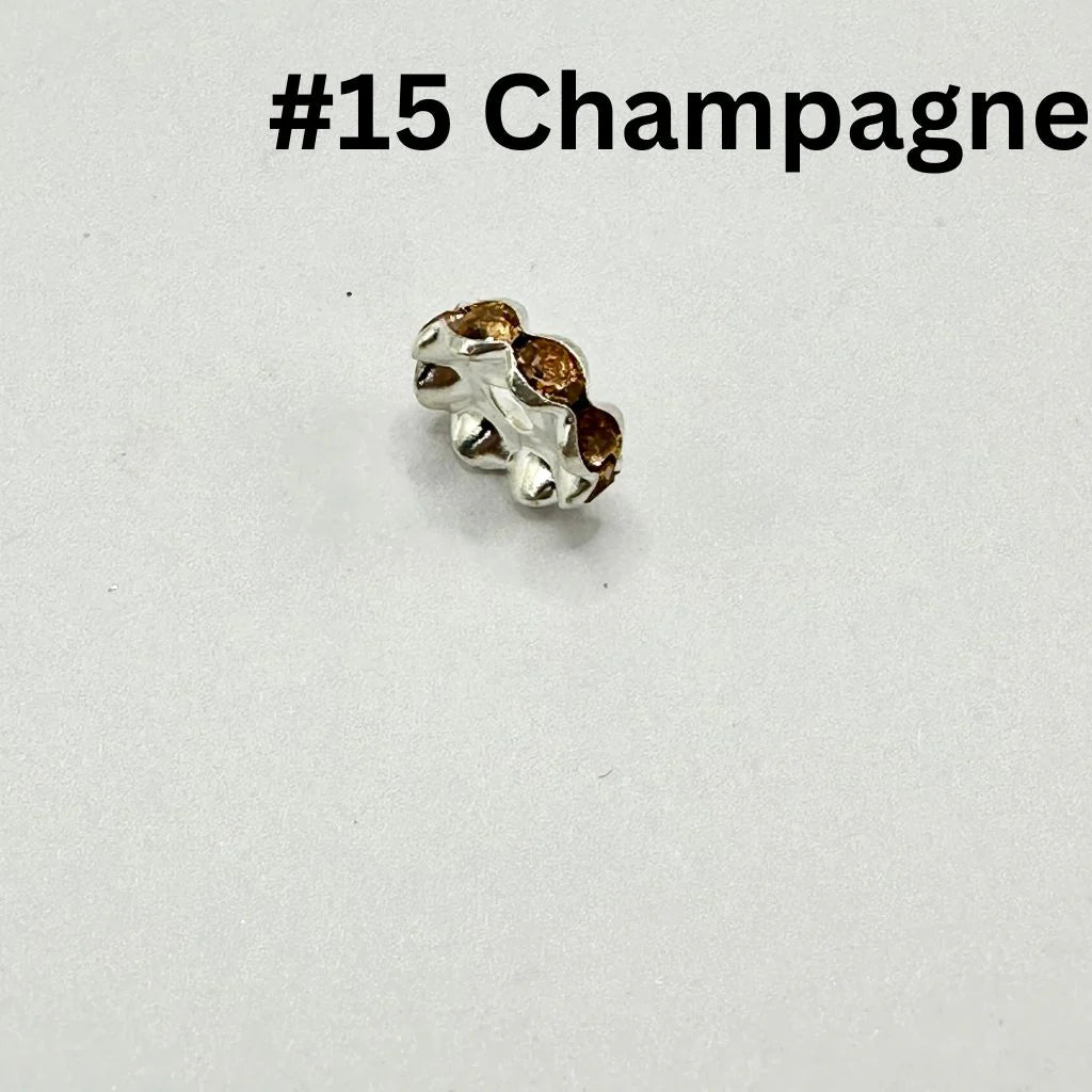 z-Crimp Beads, Metal Wavy Shape Spacers with Rhinestones in Solid Colors, 10mm