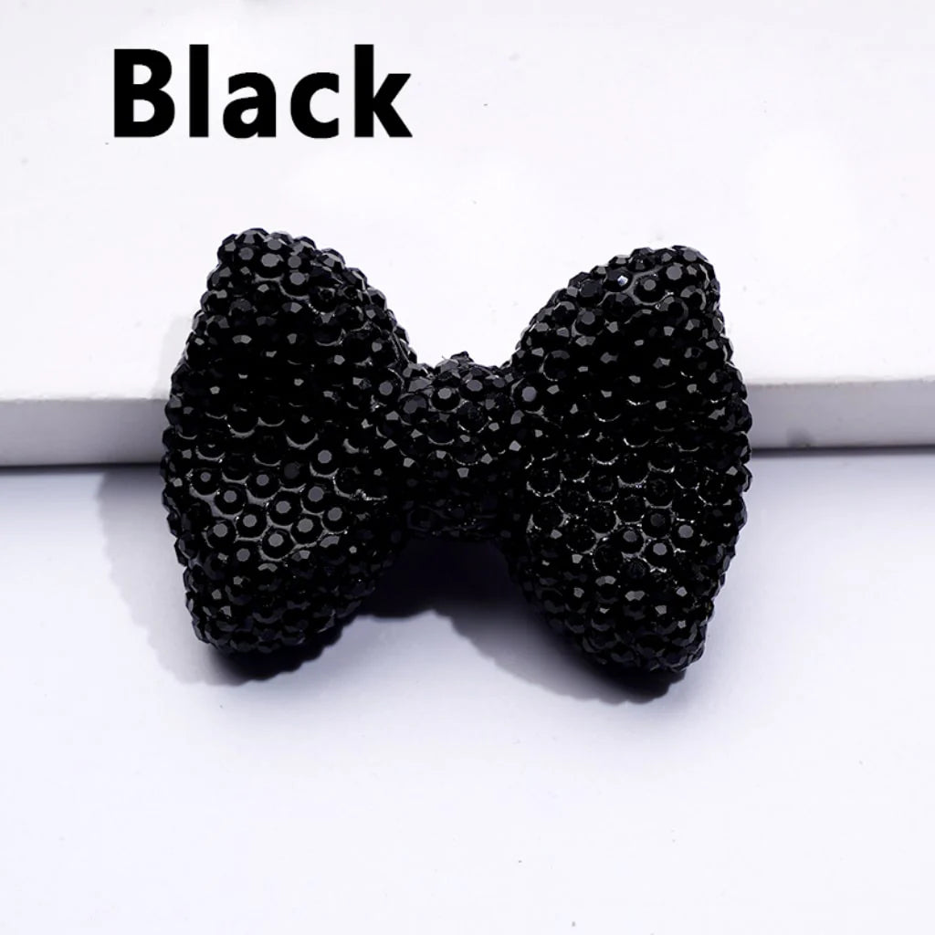 z-Bling Bling Multi-Color Bowtie Clay Beads with Shiny Rhinestones, 28*40MM