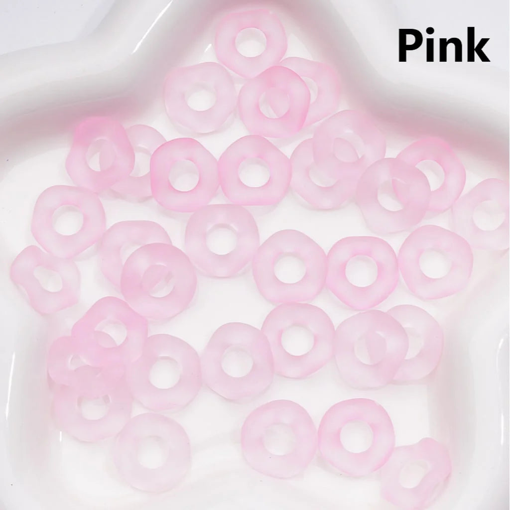 z-Multi-Color Translucent Frosted Large Hole Wavy Shape Acrylic Spacer Beads, 16MM (Single Color is only available for 500pcs(Whole bag))