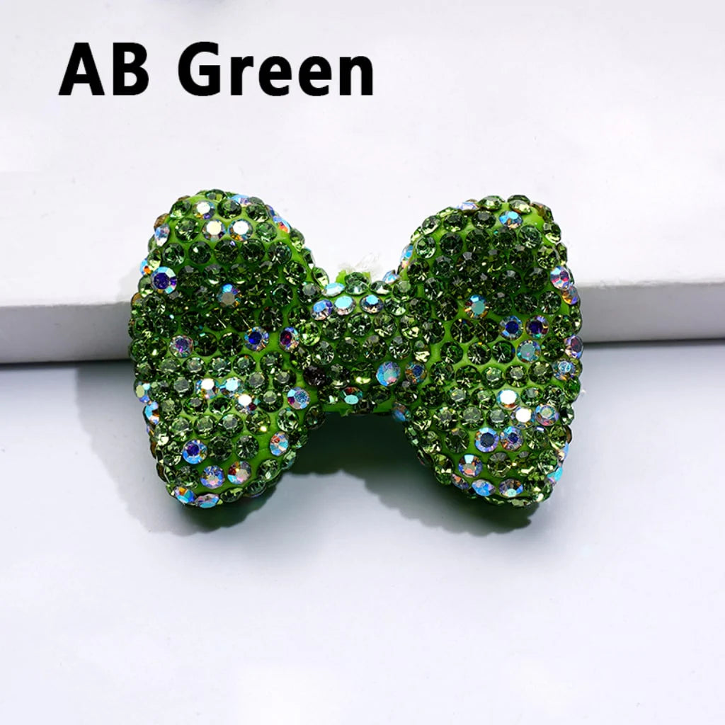 z-Bling Bling Multi-Color Bowtie Clay Beads with Shiny Rhinestones, 28*40MM