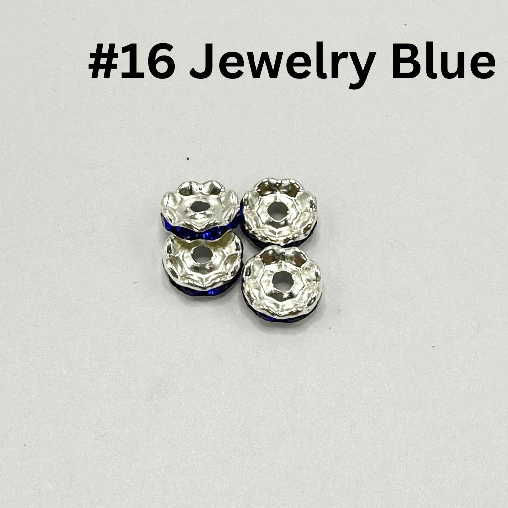 z-Crimp Beads, Metal Wavy Shape Spacers with Rhinestones in Solid Colors, 10mm