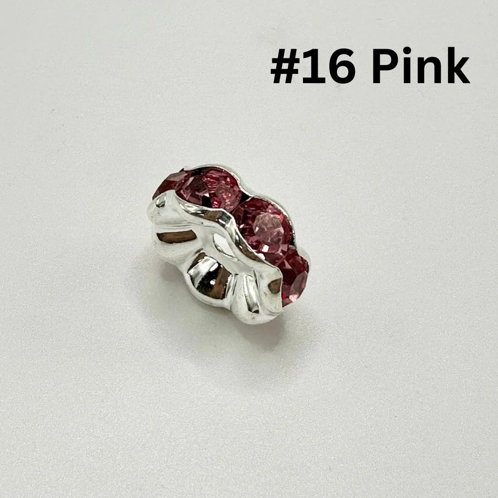z-Crimp Beads, Huge Wavy Spacers with Rhinestones in Solid Colors, 20mm, ZJ