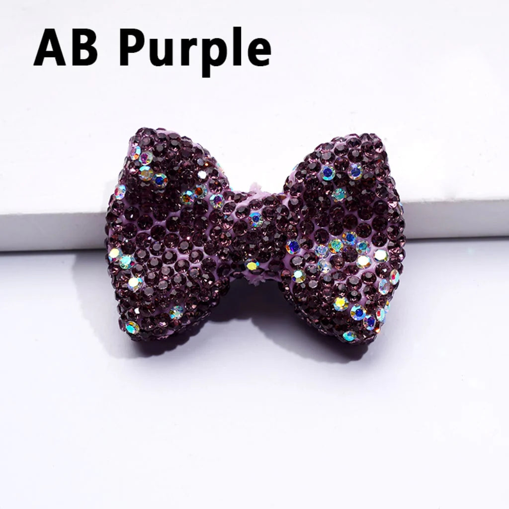 z-Bling Bling Multi-Color Bowtie Clay Beads with Shiny Rhinestones, 28*40MM