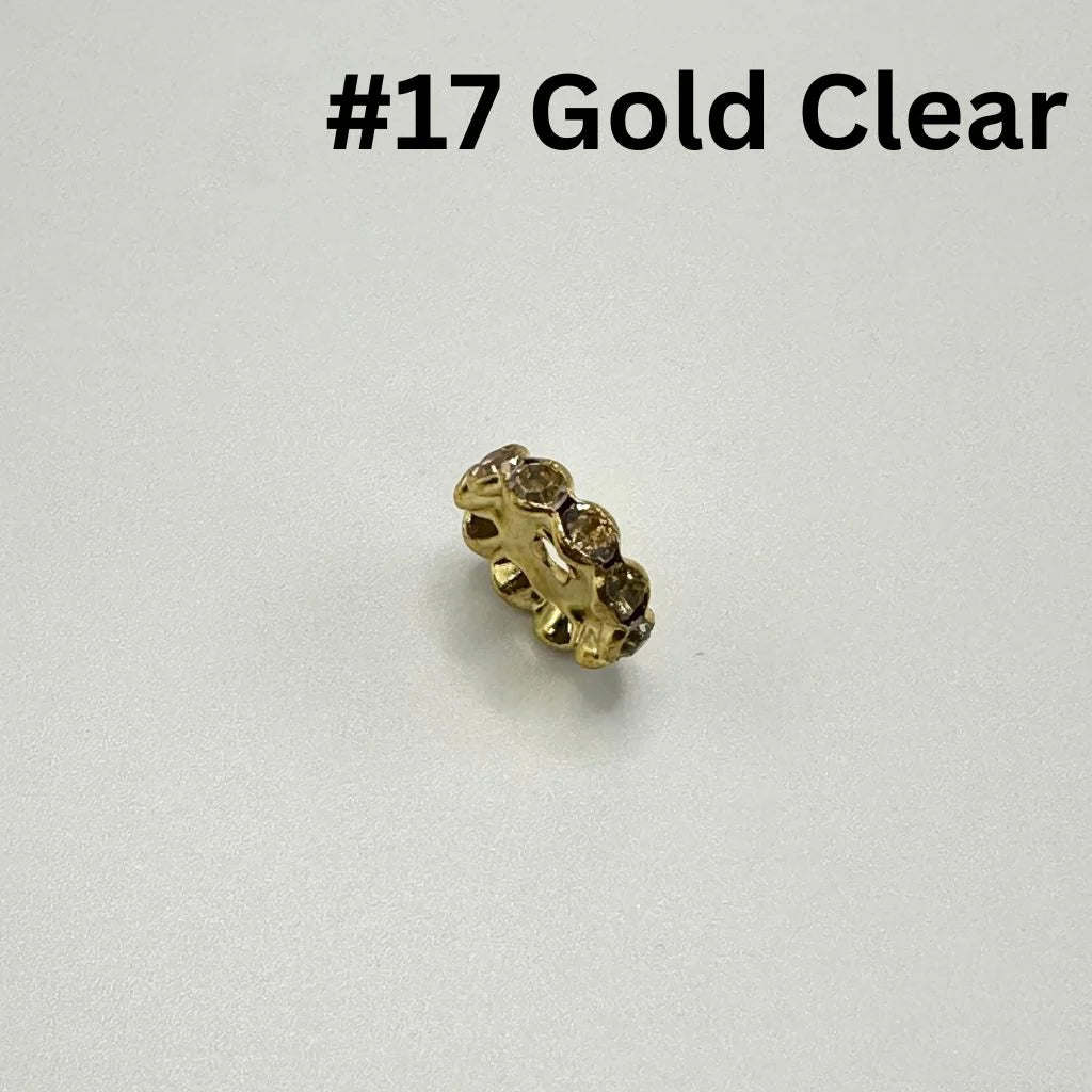 z-Crimp Beads, Metal Wave Shape Spacers with Rhinestones in Solid Colors, 15mm