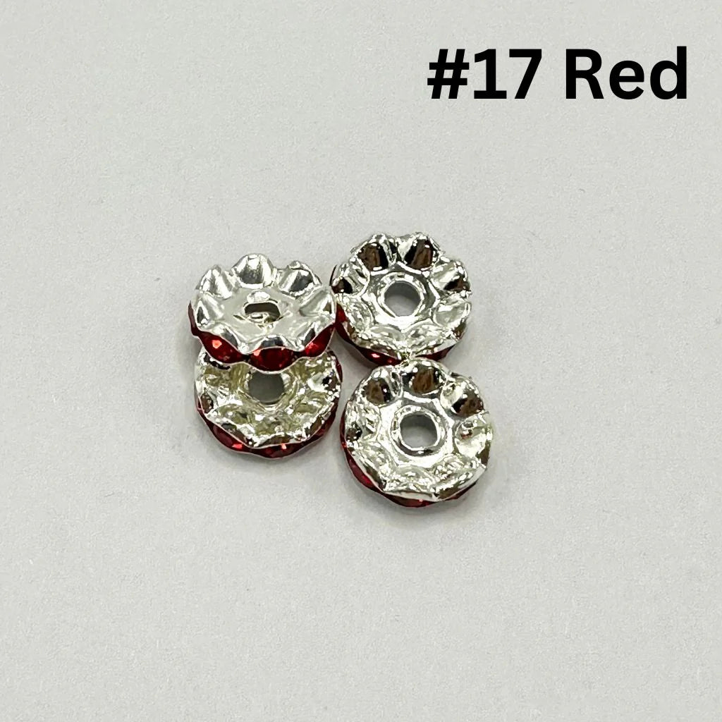 z-Crimp Beads, Metal Wavy Shape Spacers with Rhinestones in Solid Colors, 10mm