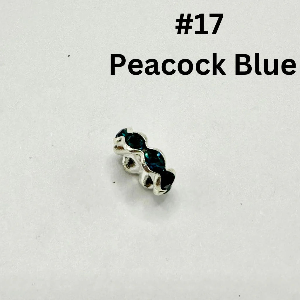 z-Metal Wavy Spacers with Rhinestones in Solid Colors, 12MM