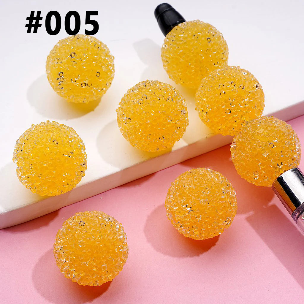 z-Hard Sugar Beads in Solid Colors Clear Rhinestones Candy Round 20mm
