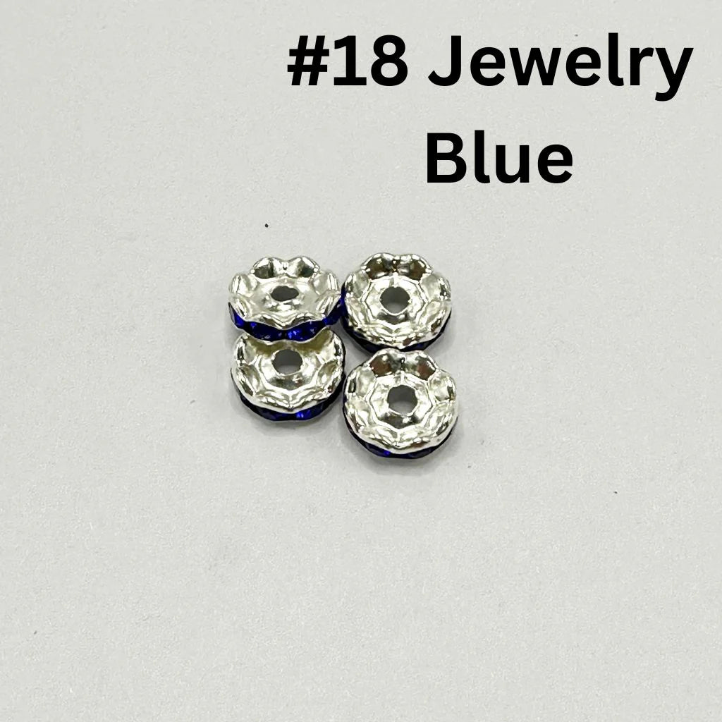 z-Metal Wavy Spacers with Rhinestones in Solid Colors, 12MM