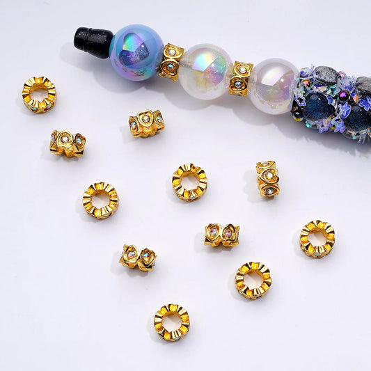 z-Exquisite Mini Cute Silver Gold Metal Heart Shape Spacer with AB Rhinestones, Around 10MM