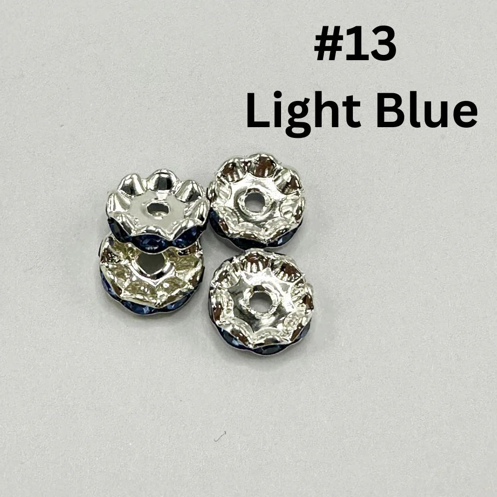 z-Metal Wavy Spacers with Rhinestones in Solid Colors, 12MM