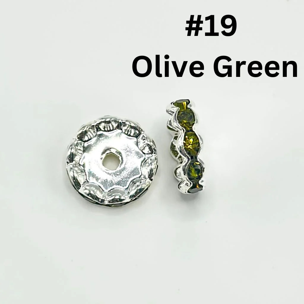 z-Crimp Beads, Metal Wave Shape Spacers with Rhinestones in Solid Colors, 15mm
