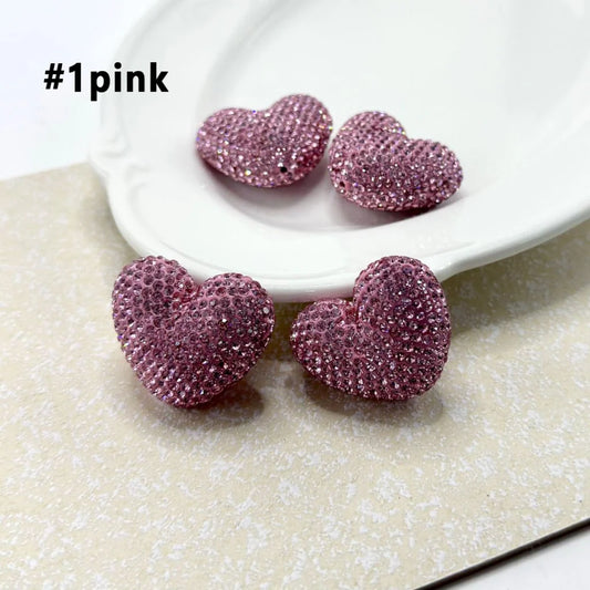 z-Bling Bling Colorful Rhinestones Heart Shape Clay Beads, 28*30MM