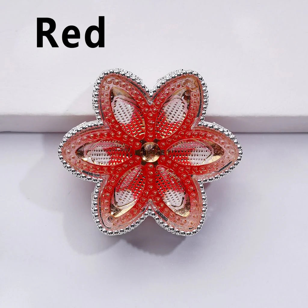 z-Silver Metal Beads Fancy Hexapetalous Flower with Bling Bling Colorful & Shiny Rhinestones 32MM
