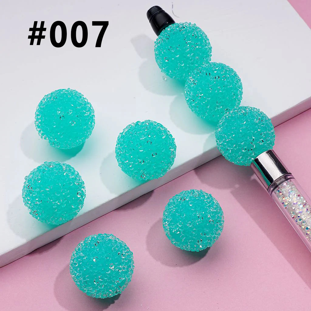 z-Hard Sugar Beads in Solid Colors Clear Rhinestones Candy Round 20mm