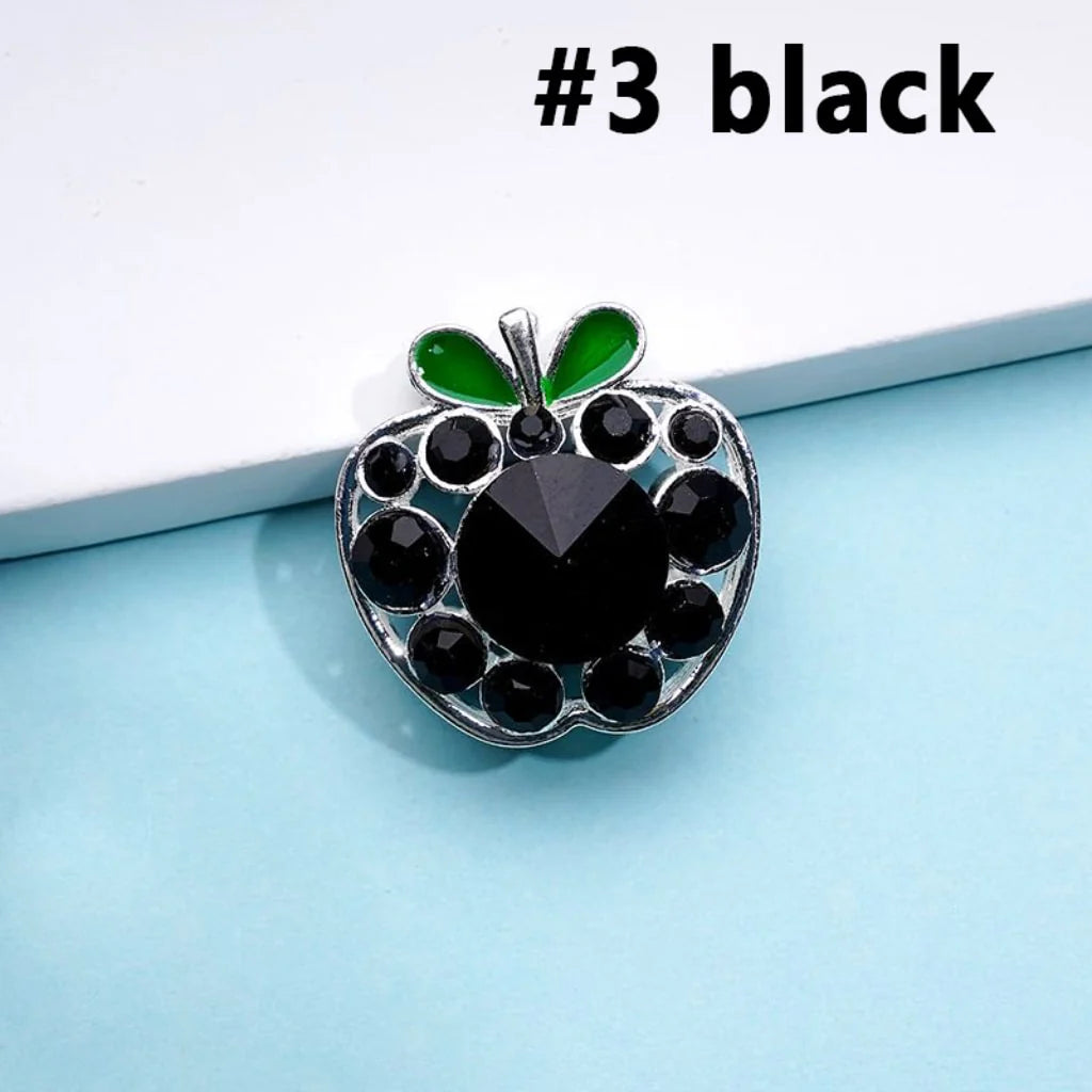 z-Silver Metal Beads Exquisite Fancy Apple with Colorful Rhinestones 25×25MM