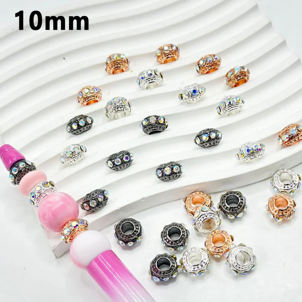 z-Bling Bling Metal Wheel Abacus Spacer with Large Hole AB Rhinestones, 10MM