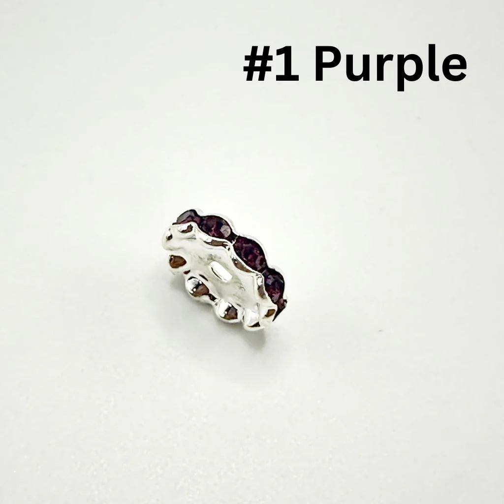 z-Crimp Beads, Metal Wave Shape Spacers with Rhinestones in Solid Colors, 15mm