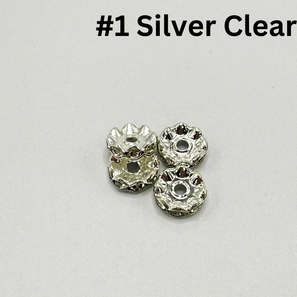 z-Metal Wavy Spacers with Rhinestones in Solid Colors, 12MM