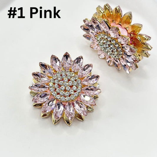 z-Fancy Sunflower Clay Beads with Sparkling Rhinestones over Alloy, 43mm Large