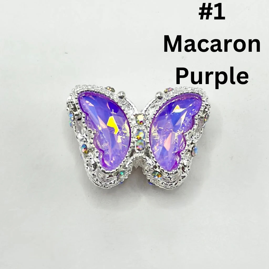 z-Multi Color Metal Beads with Fancy Alloy Hollow Sparkling Rhinestone Butterfly, 20MM by 28MM