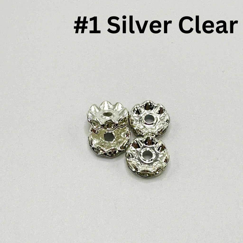 z-Crimp Beads, Metal Wavy Shape Spacers with Rhinestones in Solid Colors, 10mm