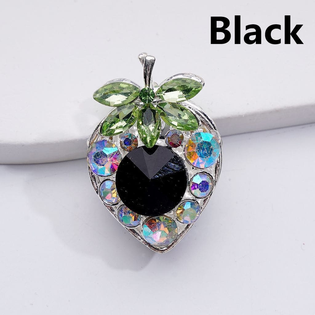 z-Silver Metal Beads Multi-Color Cone Shape Fancy Strawberry & Green Leaf AB Rhinestones, 22*33MM
