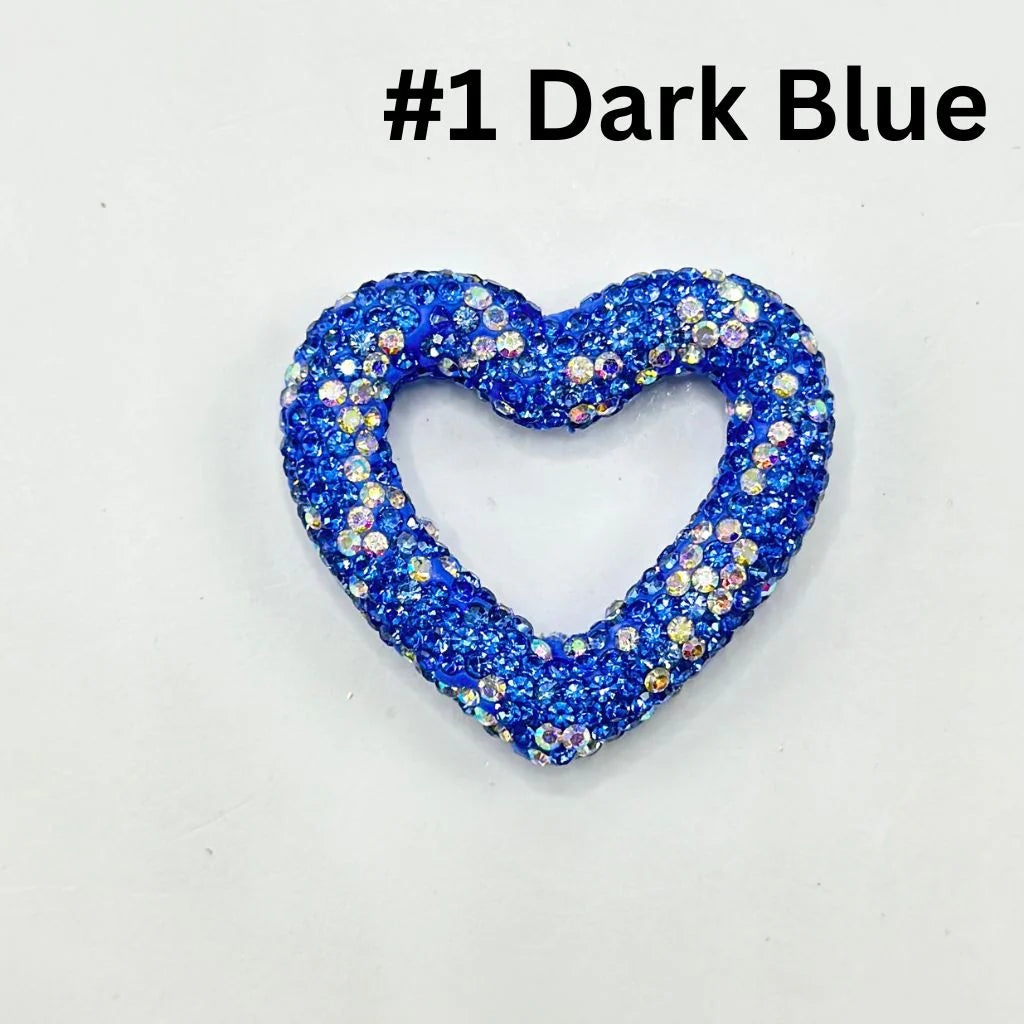 z-Bling Bling Heart Frame Clay Beads with Rhinestones, 48MM by 42MM