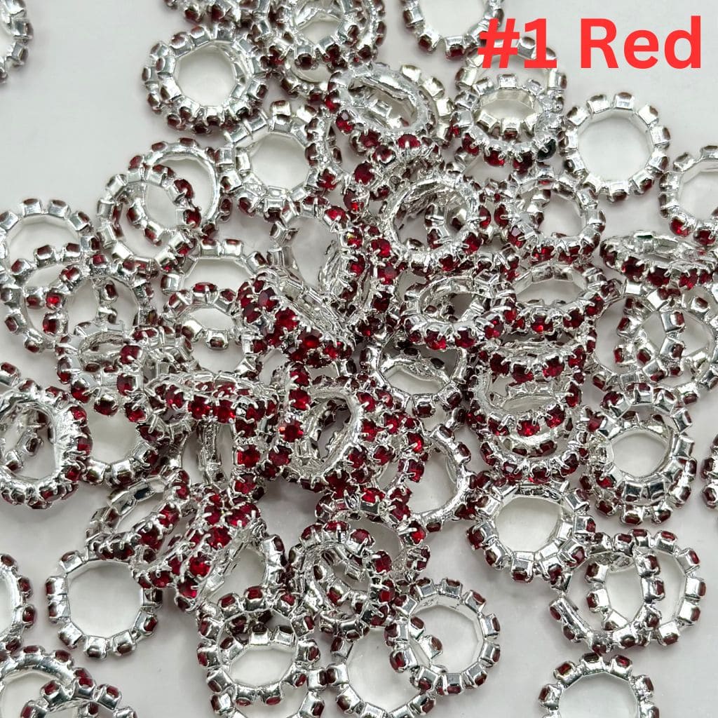 z-New Style Silver Spacer with Solid Color Rhinestones, 10MM