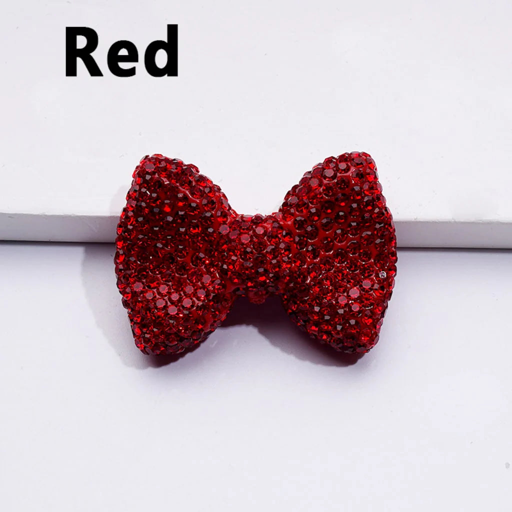 z-Bling Bling Multi-Color Bowtie Clay Beads with Shiny Rhinestones, 28*40MM