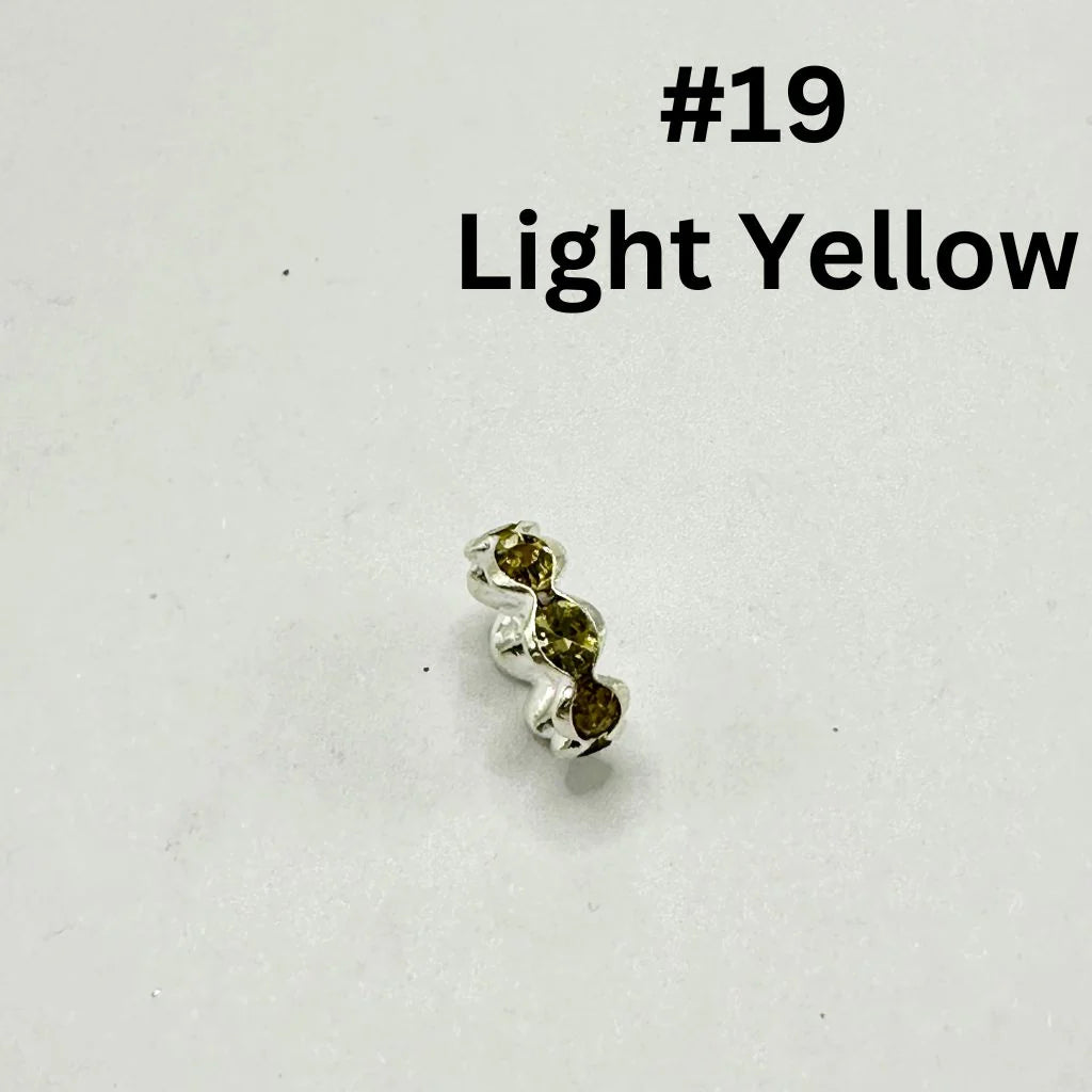 z-Metal Wavy Spacers with Rhinestones in Solid Colors, 12MM