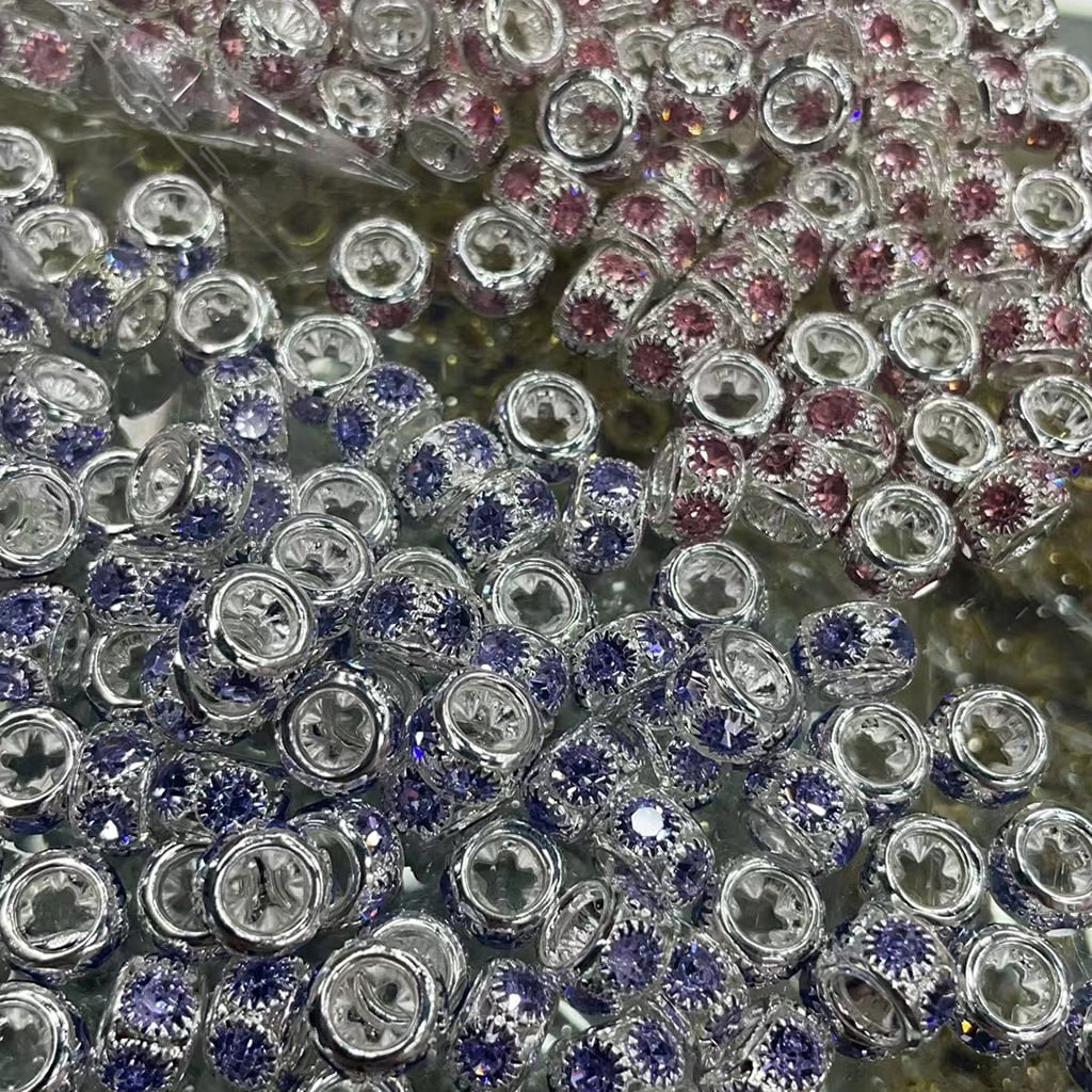 z-Spacer with Pink & Purple Rhinestone, 10mm
